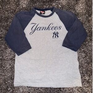 Stitches New York Yankees Baseball Raglan 3/4 Sleeve Shirt Mens Large 2008